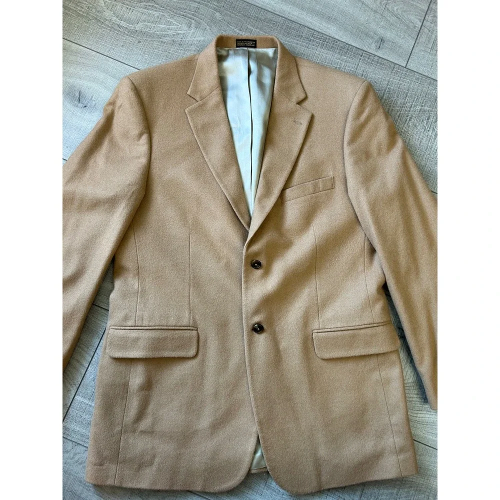 Stafford Camel Hair Wool‎ Blazer Men Sport Coat Tan Two Button 40/42R